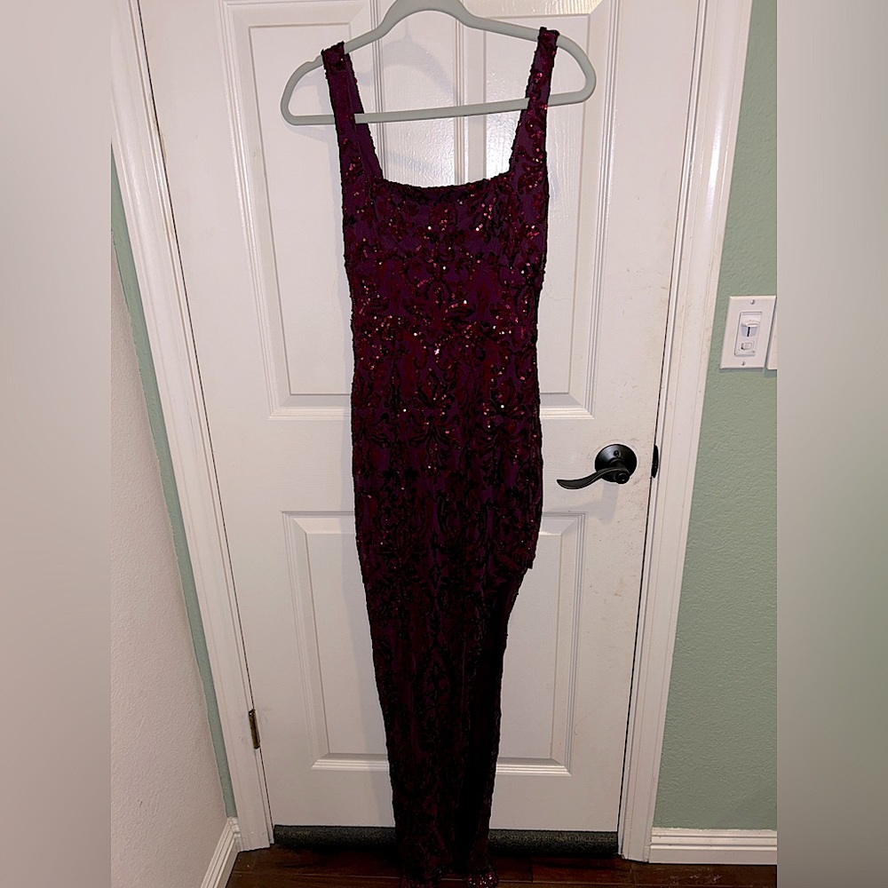 Windsor mermaid floral sequin dress with side slit